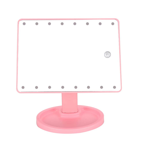 16 LED-lampor Touchskärm USB Smink Spegel Bärbar Skrivbords Smink Spegel Rosa
