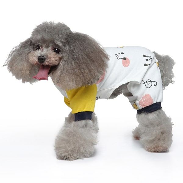 Hundpyjamas för små hundar Mjuk valp Onesie Katt Overall Bekväma husdjurskläder (Gul)