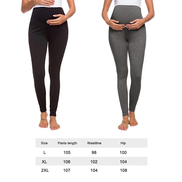 2-pack Seamless Graviditetsleggings för Kvinnor, Över Buken med Byxutvidgare, Träningsbyxor