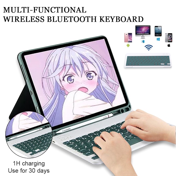 Tastaturveske Trådløst Tastaturdeksel med Blyant Holder Tastaturveske for Air4/10.9 [2021/2020]
