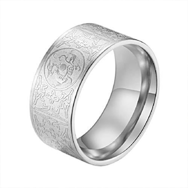 Rustfrit stålring med antikke 4 vagtdyr, drage, hvid tiger, suzaku, basalt udskæring