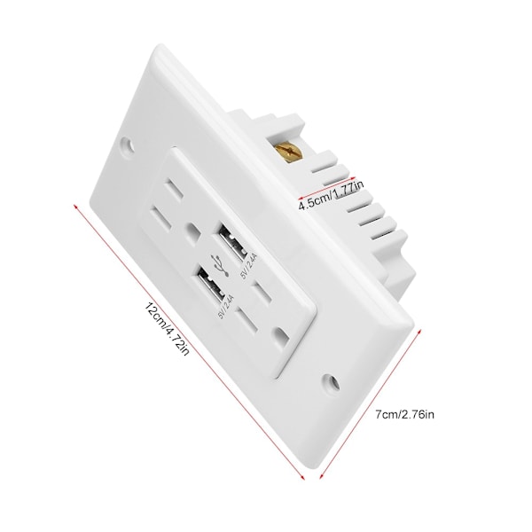 USB Väggladdare Överspänningsskydd Uttag Adapter Dubbla USB-portar Laddare Panel Station