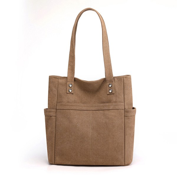 Kvinners Laptop Tote Bag Canvas Håndveske Skulderveske Klut Ensfarget Kvinneveske med Canvas Kvinneveske