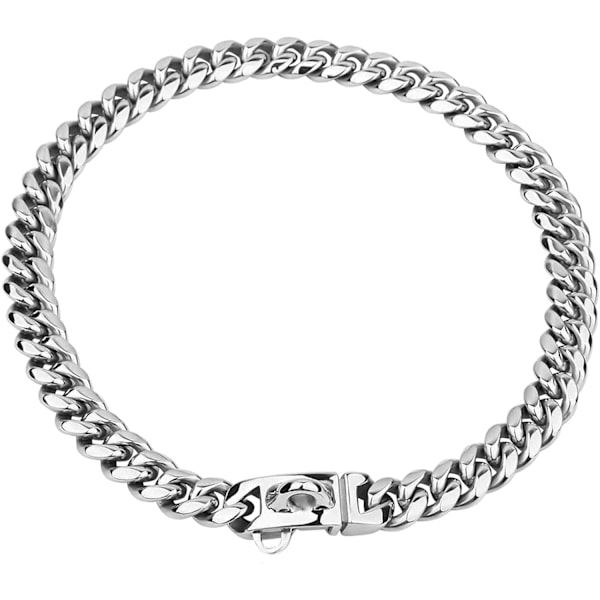 Guldkedja hundhalsband med säkert spänne med Ice-Out Cubic Zirconia stenar 33K metallfläckfritt stål kubansk länkkedja stark kraftig promenad