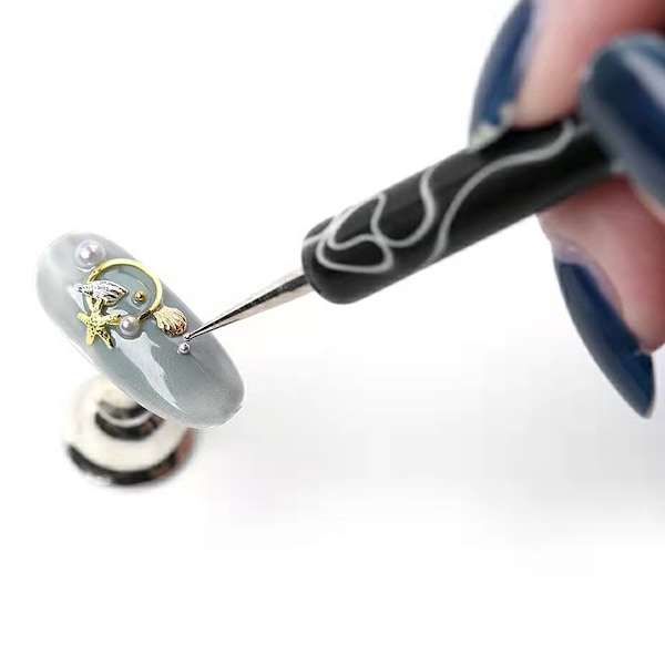 Nagelkonst Stipplingverktyg Spårpenna, Präglings Penna med Dubbel Storlek Bollspets, Nagel Stippling Verktyg, Överföring, Spår