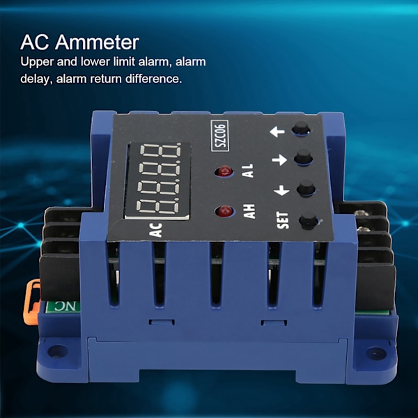 SZC06 AC Digital Amperemeter 0.3‑50A Mätintervall Övre Nedre Gränslarm Fördröjningsrelä Detektera AC110‑220V