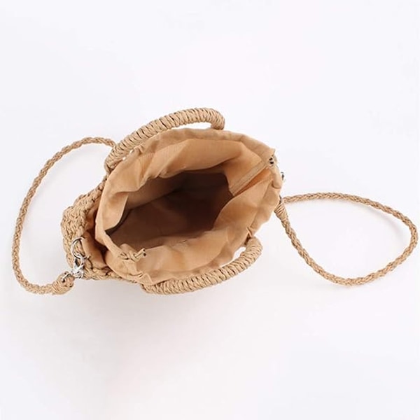Halvmåne Halm Väska, Handvävd Kvinna Sommar Retro Strand Tote Axelväska Crossbody Resa Strandväska