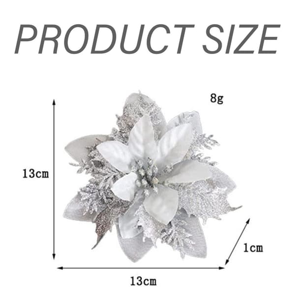 Blomstret kunstig spids julepynt Flash julepynt juletræ blomsterdekoration Silber