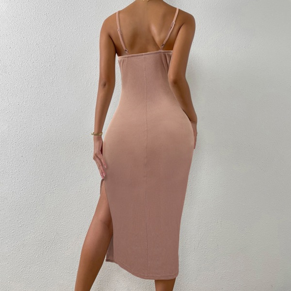 Kvinners Wrap V-hals Langærmet Slit Bodycon Cocktail Party Midi Kjole