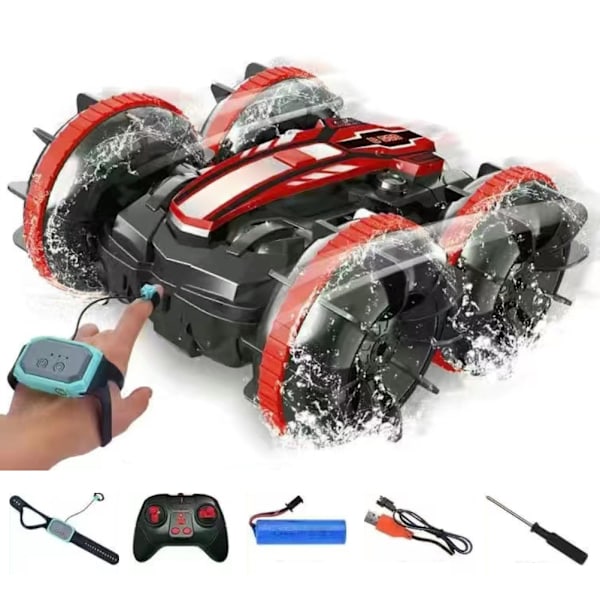 Amfibisk RC-bil for barn Gestur Sensor 4WD Vanntett Fjernstyrt Monster Truck Stuntbil Jenter for Gutter Jenter