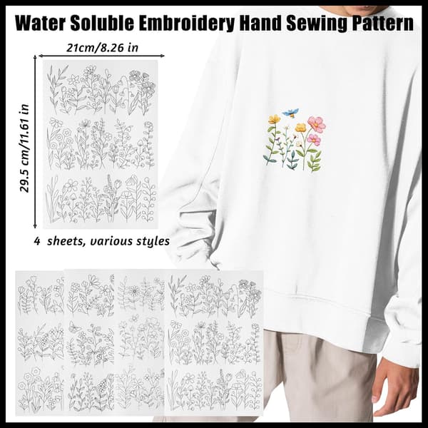 Water-soluble embroidery stabilizer, 4 for patterns