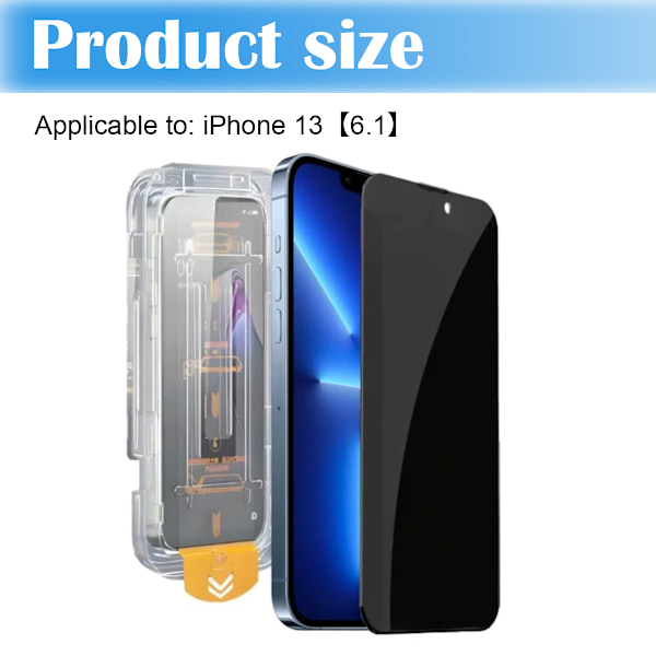 Easy Install iPhone 13 Privacy Skærmbeskytter HD Hærdet Glas transparent