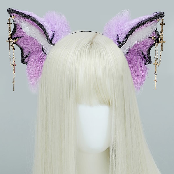 Plush Fyldig Djævel Bat Øre Pandebånd Dyr Halloween Jul Kostume Tilbehør