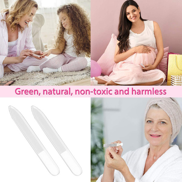 5 stk Glas Neglepoleringsfil Krystal Negleglans Buffer Polermaskine Krystal Glas Nano Neglefil med Etui til Naturlige Negle