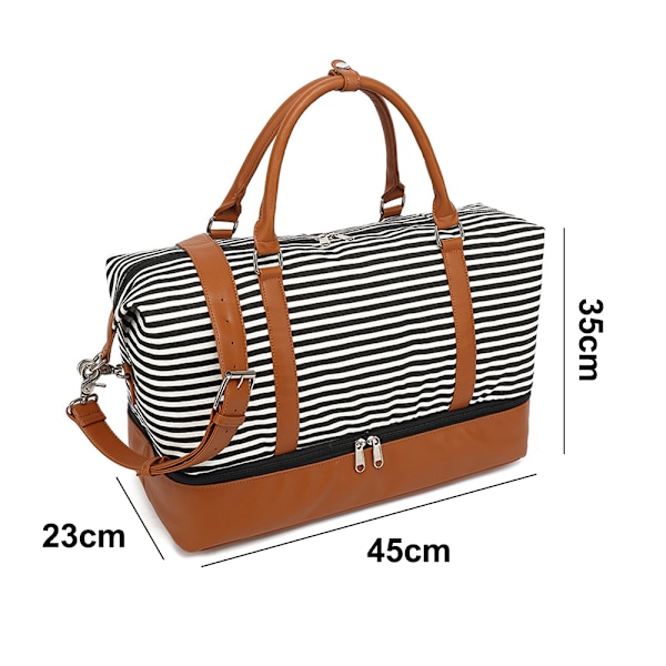 Damväska i canvas för resor, helgväskor, övernattningsväskor, handbagage