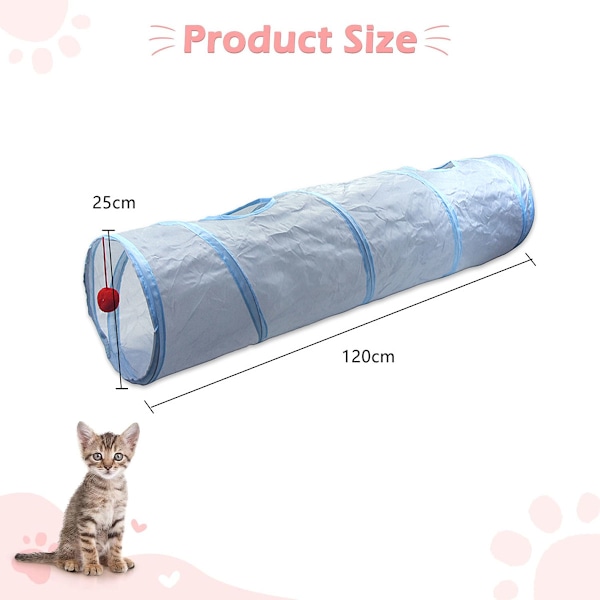 PetLike kattunnel för inomhuskatter hopfällbar pop-up husdjurstunnel tittfönster gömställe leksaker för katter med boll