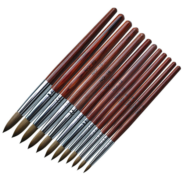 3-pack nagelborste-set, Kolinsky akrylnaglarborstar för akrylapplikation, nagelförlängning för salong DIY