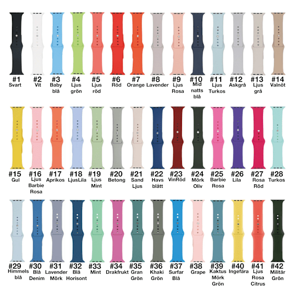 Watch Band, 42/44/45mm, 42 olika färger, Ljus Mint Ljus Mint 42/44/45 MM