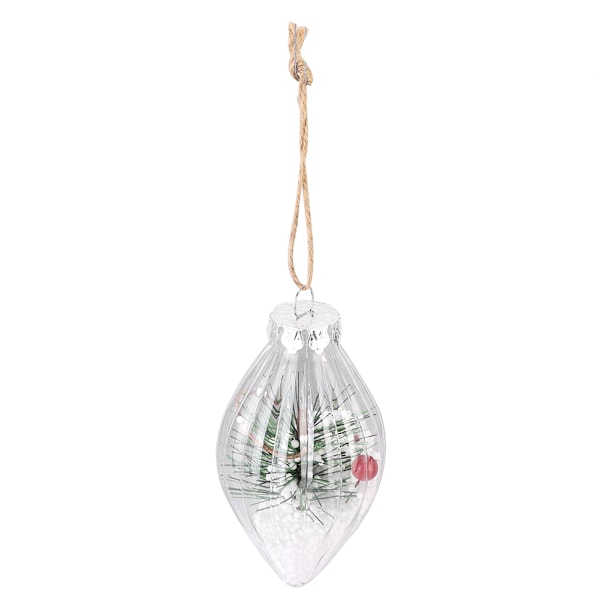 DIY Spisse Hode Vertikale Striper Juletrærkule Transparent Åpen Plast Henge OrnamentB