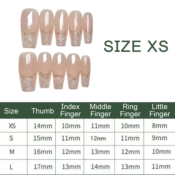 Långa tryckta naglar, Medium Coffin-form, Nagelkonst med 3D Lyxdesign, Återanvändbara Falska Naglar, 10 st med Relaterat Nagelset, 4 Storlekar
