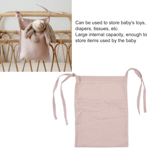 Baby Sängförvaring Hängande Väska Stor Kapacitet Enkelt Rutnät Design Lätt Vikt Rosa Leksaksförvaring Hängande Väska för Barnvagnar
