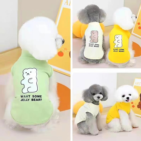 3 stk. Hundetøj til Små Hunde Piger, Hvalpe Ærmeløs Vest, Sommer Kæledyr Outfits, Trykt Hund T-shirts, Sød Cool Sweatshirt (Bjørn, 4 Størrelser)