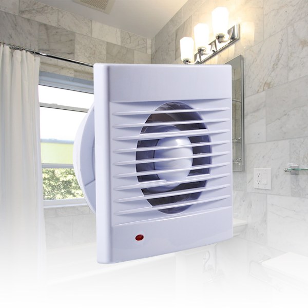 Udstødningsventilator, 110V Væghængt Enhastighedsindstilling Lukker Ventilerende Udstødningsventilator til Badeværelse