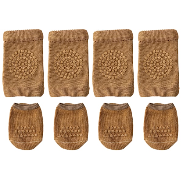 2 Par Babykryp-Knäskydd och Anti-Halk Bebisstrumpor Set Unisex