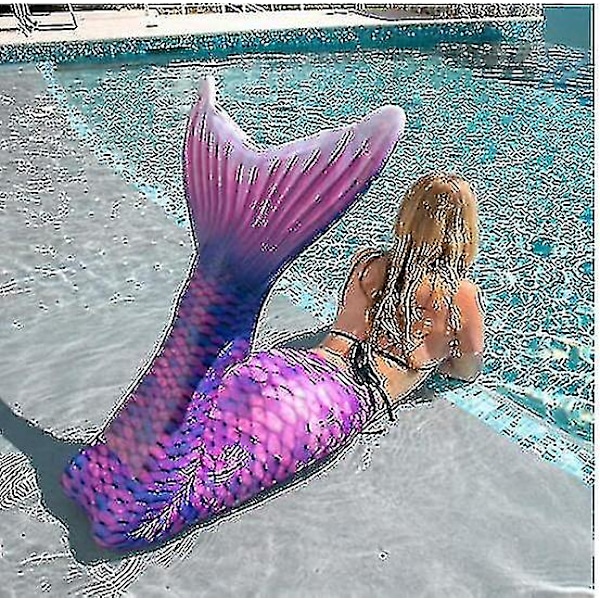 S;Purple Kids Wear-Resistant Mermaid Tail For Swimming, Monofin