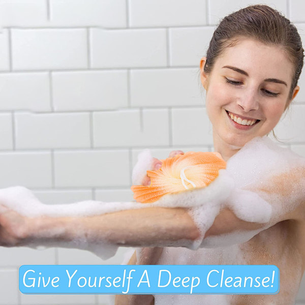Duschpuffar för Kroppstvål Badrum Män Kvinnor, Hållbar Kroppsskrubb Exfoliator, Dusch Nödvändig Hudvård