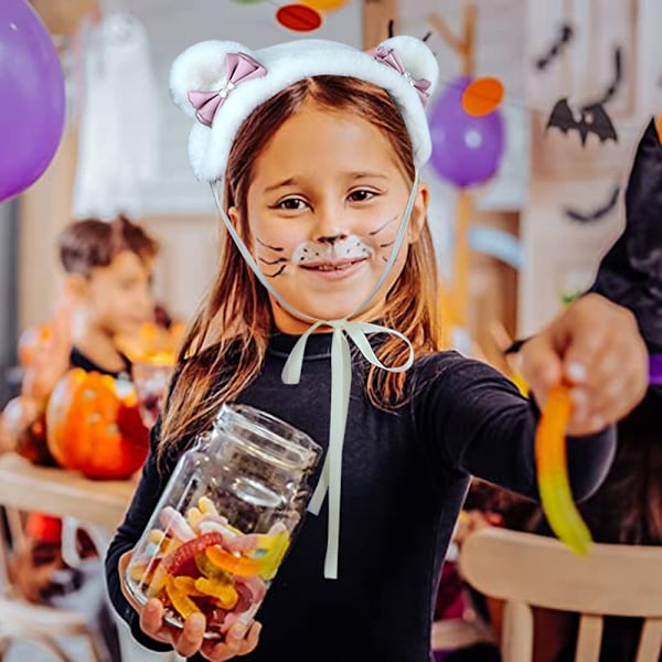 Tyttöjen eläin karhu kissa korvat jousi pääpanta Halloween-asuun juhliin pääkoriste hiuslisävarusteet