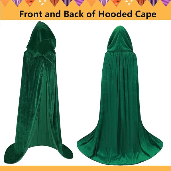 Unisex voksen hættekappe lang fløjlskappe Halloween Cosplay kostumer Green
