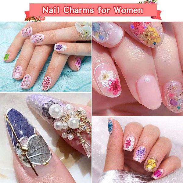 Torkade Blommor för Naglar, Sekvenserat Nagellack, Nageldekaler, Nagelkonst