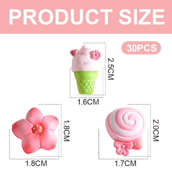 30 stk Blomsterharpiks, Kunstalbum Flatback Scrapbooking Pynt DIY Scrapbooking Håndverkstilbehør