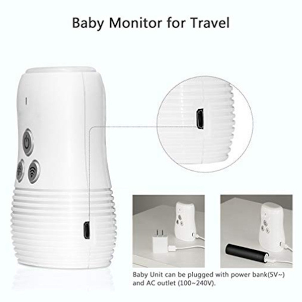 Baby Audio Monitor To-Vejs Samtale Spædbarn Intercom Trådløs Natlys Hjemmesikkerhedsenhed (Stikkontakt AU 100-240 V)