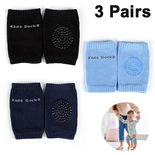 3 Par Crawling Knæpuder Anti-Slip Baby Knæbeskyttere Småbørns Benvarmere