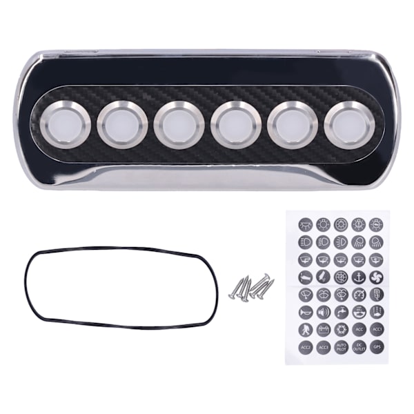 12V 20A Karbonfiberbryter IP66 Panel Trykknapp Blå Rød LED Modifisering for Yacht RV