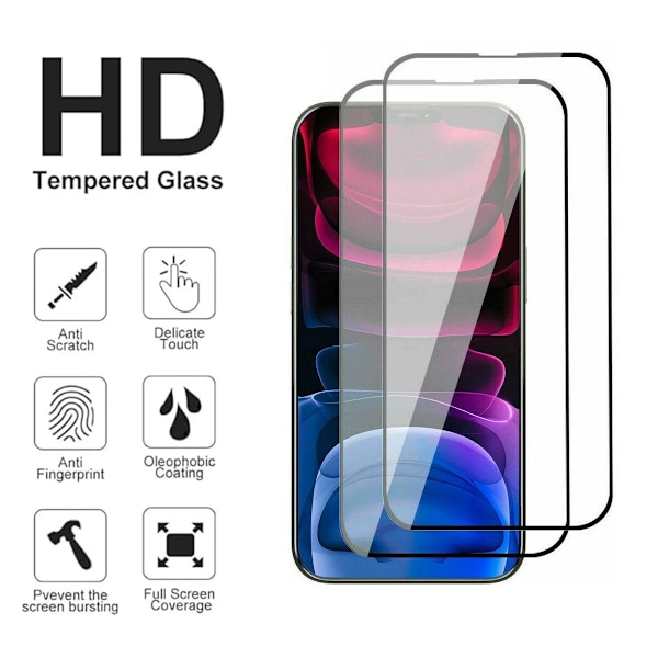 2-Pack iPhone 14 Plus Heltäckande Skärmskydd i Härdat Glas