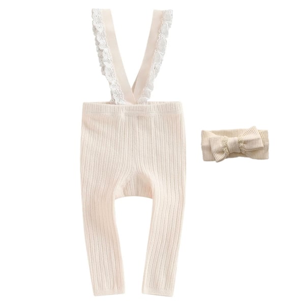 Pitsikoristeiset Suspender-Neuletightsit Jalattomilla Kokonaisilla Housuilla Lämmin Pantyhose Sukat (Aprikoosi)