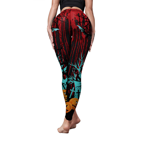 Dam Leggings med Tryck Halloween Leggings Halloween Kostym Leggings Stretch Roliga Löpbyxor Strumpbyxor Tränings Leggings Byxor