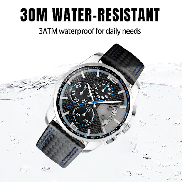 Herrar Klockor Läderband Sport Mode Klänning Casual Analog Kvarts Chronograph Fader Presenter Armbandsur, Urtavla diameter 46mm