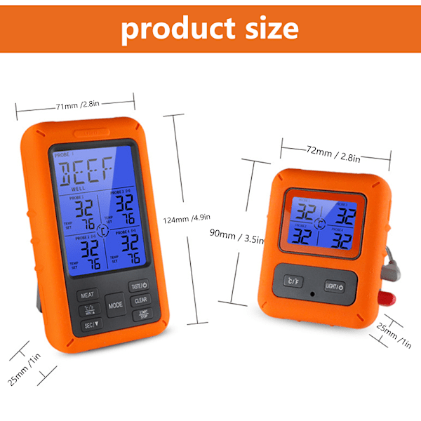 TS TP40 Trådløst Mattermometer Elektronisk Digitalt Display Temperaturmåler for Kjøkken BBQ (TS TP40 B (Ikke Vanntett Sonden))