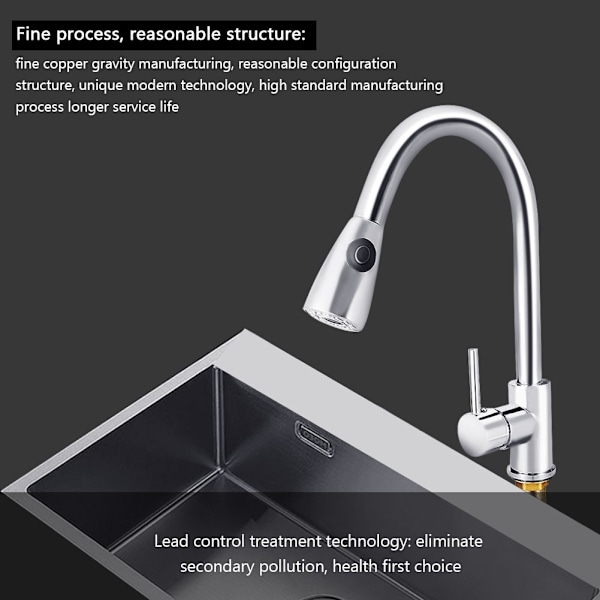 Single Handle High Arc Chromium Plating Pull out Kitchen Faucet (EU G3/8")