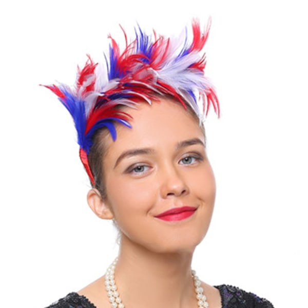 Fjäderdiadem färg bröllop fjäder topphatt diadem Halloween boll huvudbonad Diadem Hårband Bröllop