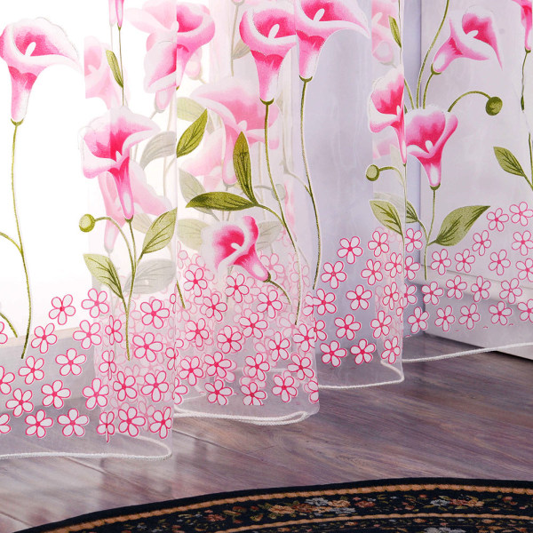1*2m Calla Lily Flower Printing Window Gardin Transparent