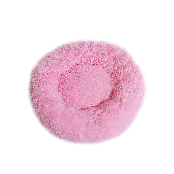 Hunde- og katteseng, komfortabel rund myk vaskbar pute, for små og mellomstore hunder (Rosa)