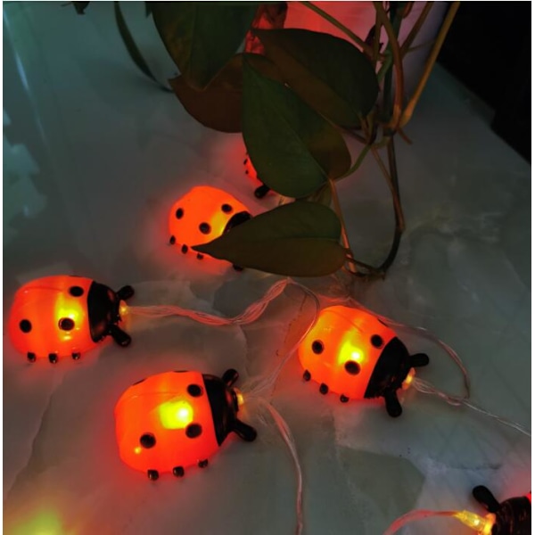 String Light, 19,6 fot lång nyckelpiga String Lights med 40 st lampor, Vattentät Light Bar Insektslampor för inomhus utomhusfestivalfest