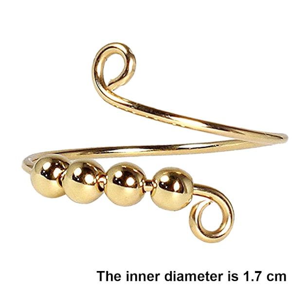 2 stk Justerbare Angstringer for Kvinner med Perler, Stresslindrende Ring, Spinner Ring, Meditasjonsring