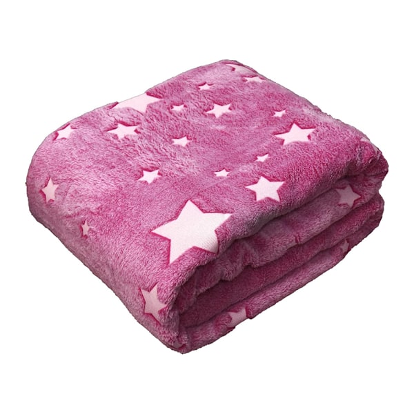 Mysig filt för barn och tjejer, stjärnfilt, lyser i mörkret, fleecefilt, fluffigt mjuk filt, glow in the dark filt, presenter, 130 x
