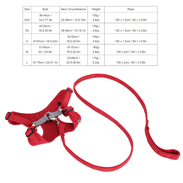 Reflekterande Hundsele i Mocka, Justerbar, Röd, Storlek M